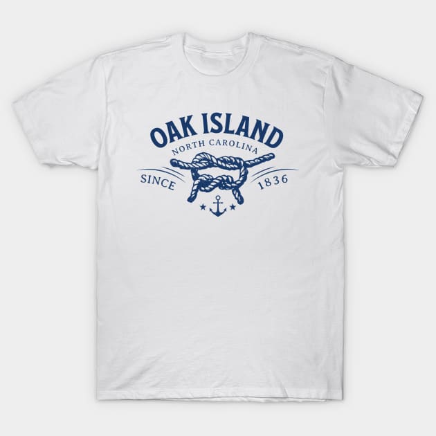 Oak Island, NC Beach Knot Summer Vacation T-Shirt by Contentarama